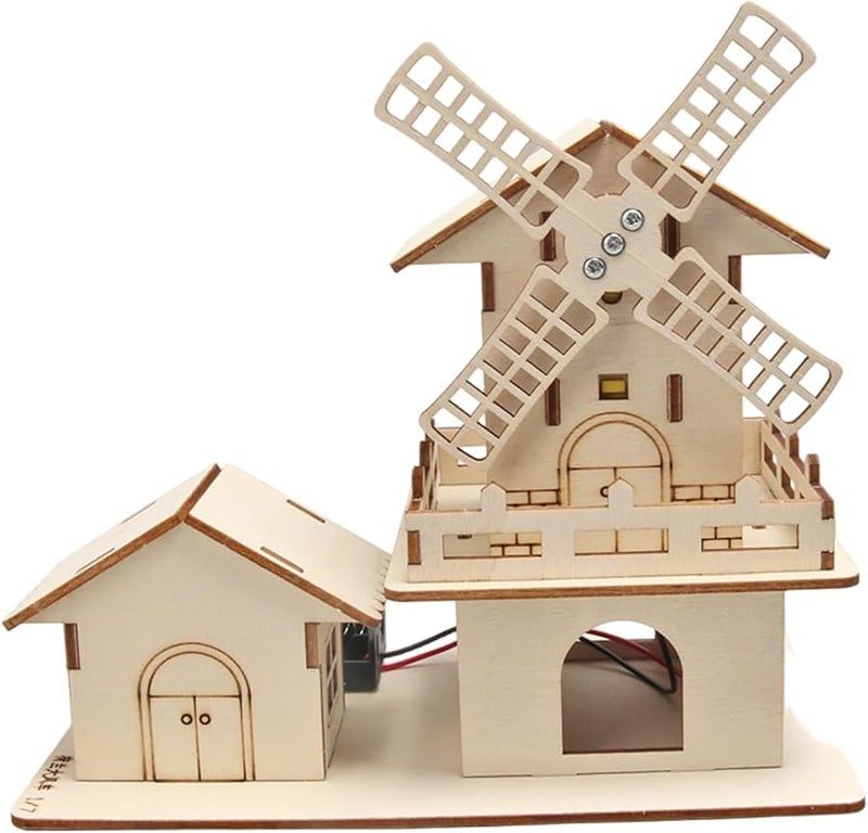 منزل الطاحونة الهوائية لعبة ألغاز خشبية ثلاثية الأبعاد تعليمية للبناء للأطفال - Image 3